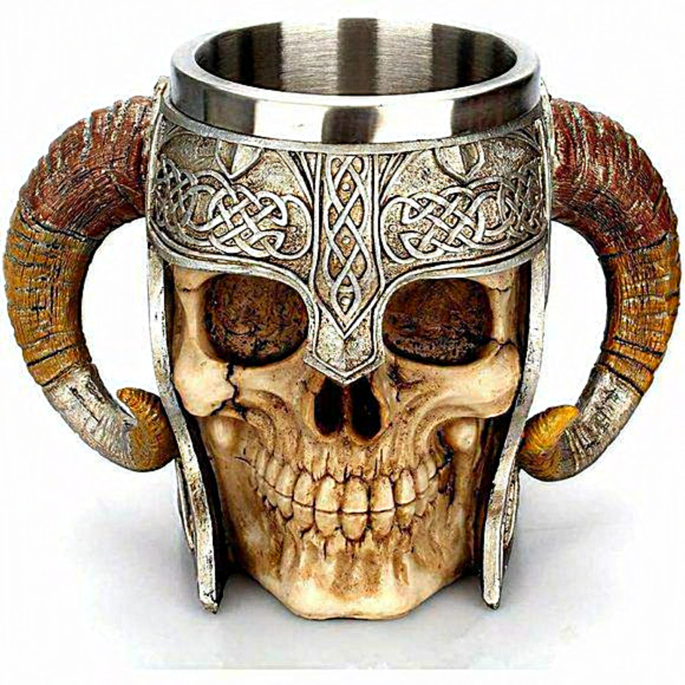 Home Viking‎ Resin Stainless Steel Skeleton Skull Mug